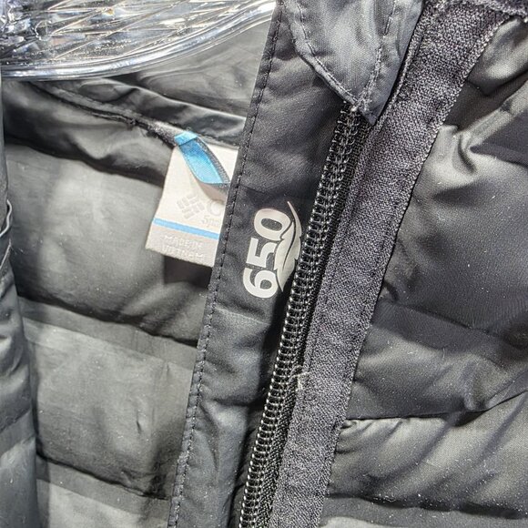 Columbia Puffer Coat Womens Medium Black 650 Down Hooded Long Winter Jacket - Picture 3 of 10